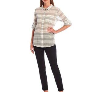 Calvin Klein NWT Stripe Crinkle Woven Shirt S